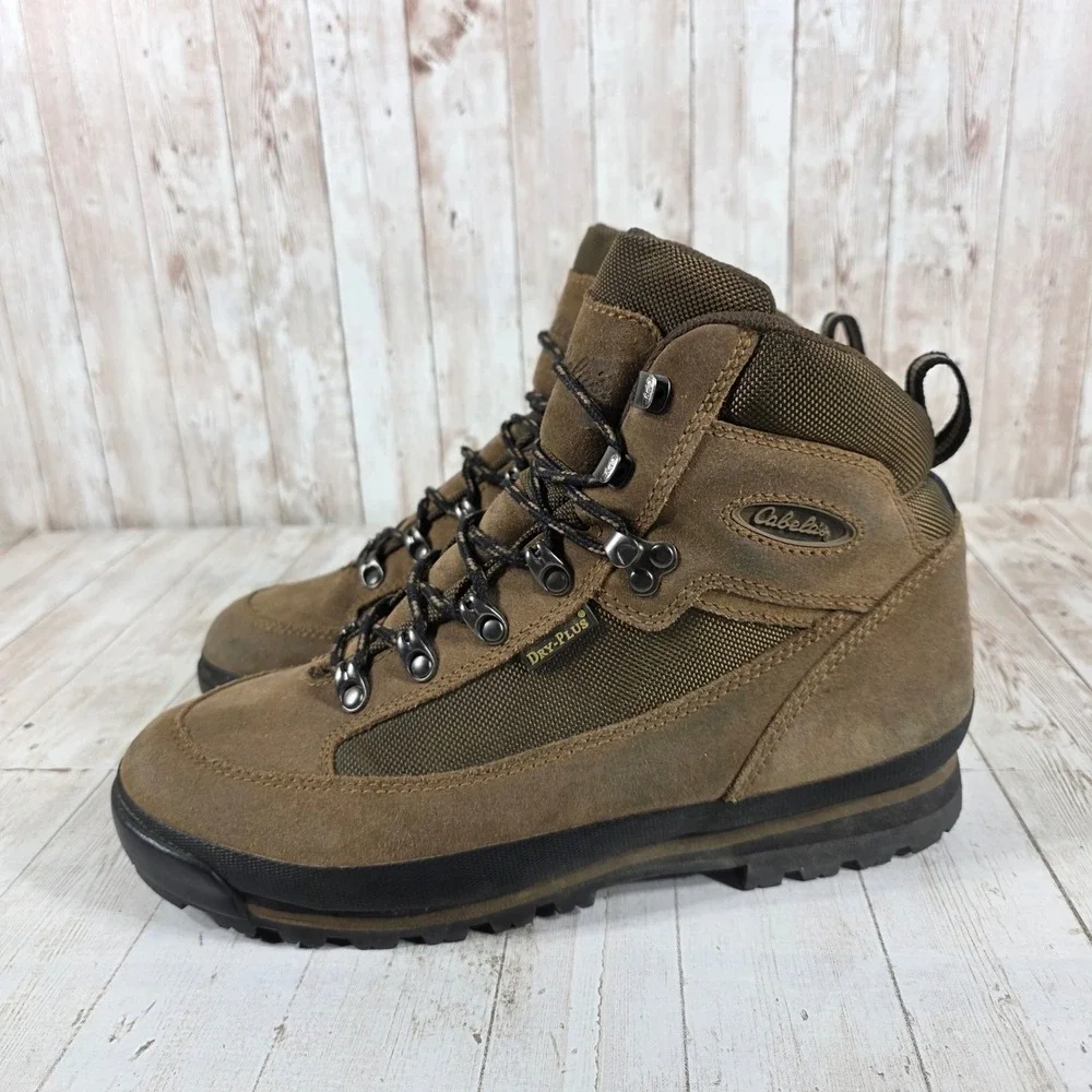 Cabelas Dry-Plus Hiking Boots Mens 9D Brown Suede Waterproof Trail 81-2860